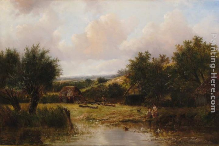 On a Farmstead painting - Joseph Thors On a Farmstead art painting